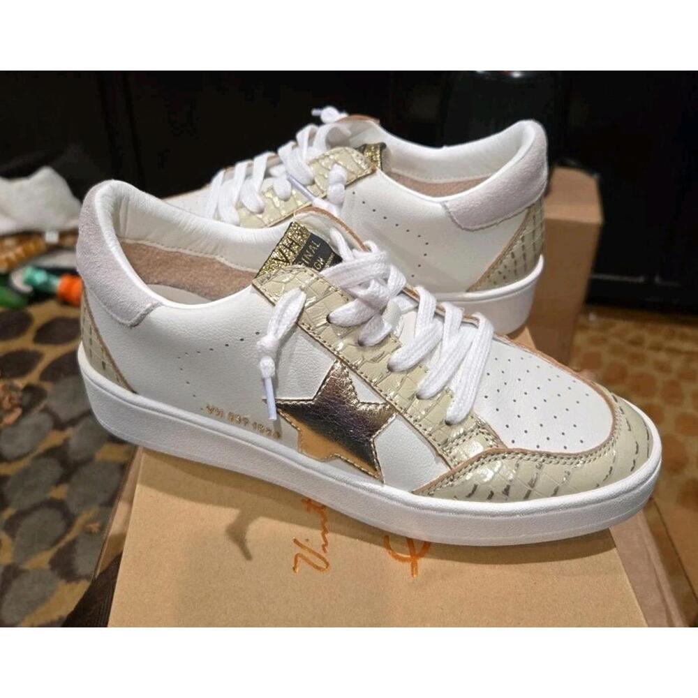 NIB Vintage Havana Rush Stone Croco Mul Faux Leather Laced Women's Sneakers 7 M